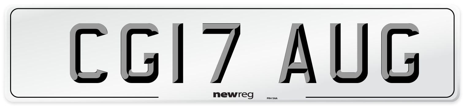 CG17 AUG Number Plate from New Reg